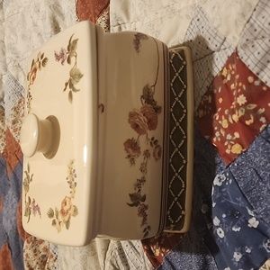 Waverly Ceramic Floral Peony Canister Trinket Box